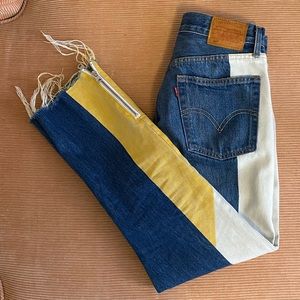 501 Original Medium Wash Color Block Cropped Jeans